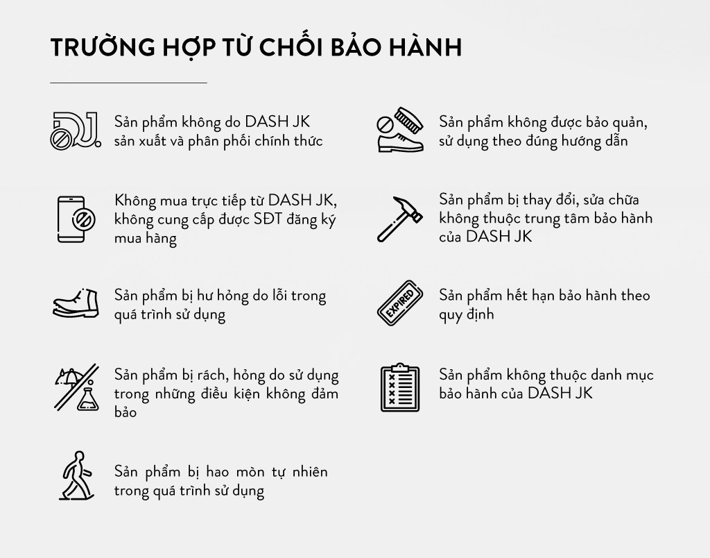 ĐỔI TRẢ - BẢO HÀNH DASH JK