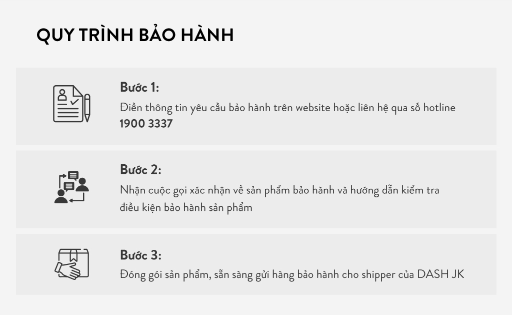 ĐỔI TRẢ - BẢO HÀNH DASH JK