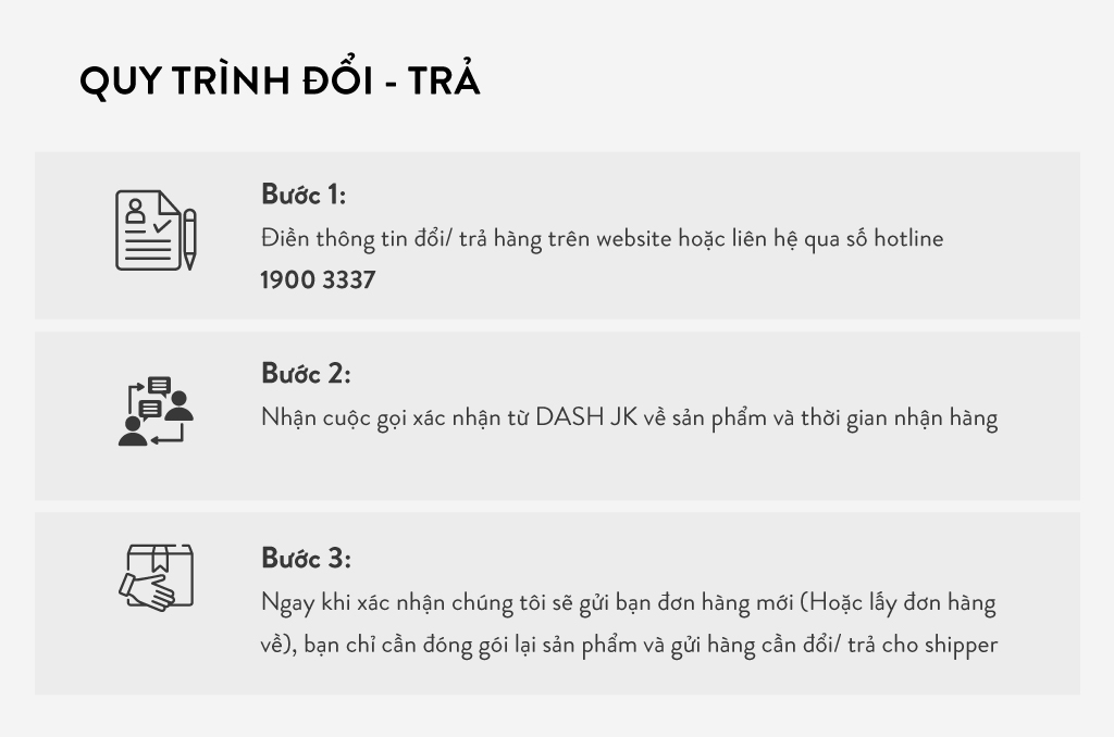 ĐỔI TRẢ - BẢO HÀNH DASH JK